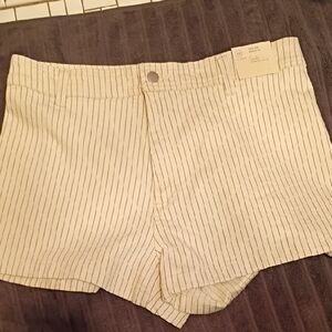 Universal Thread Cream Striped High Waist Shorts